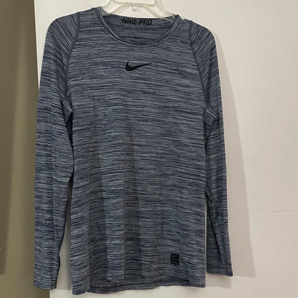 Nike Pro Heathered Blue Long Sleeve Top